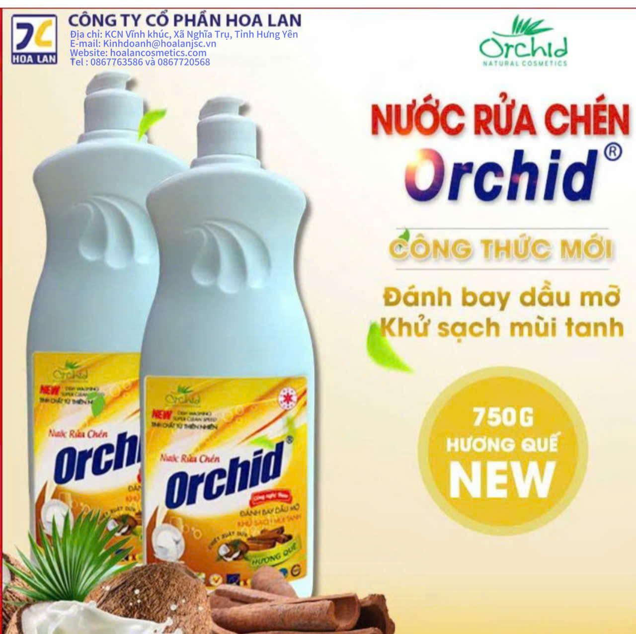 nước rửa chén 750 ml h quế