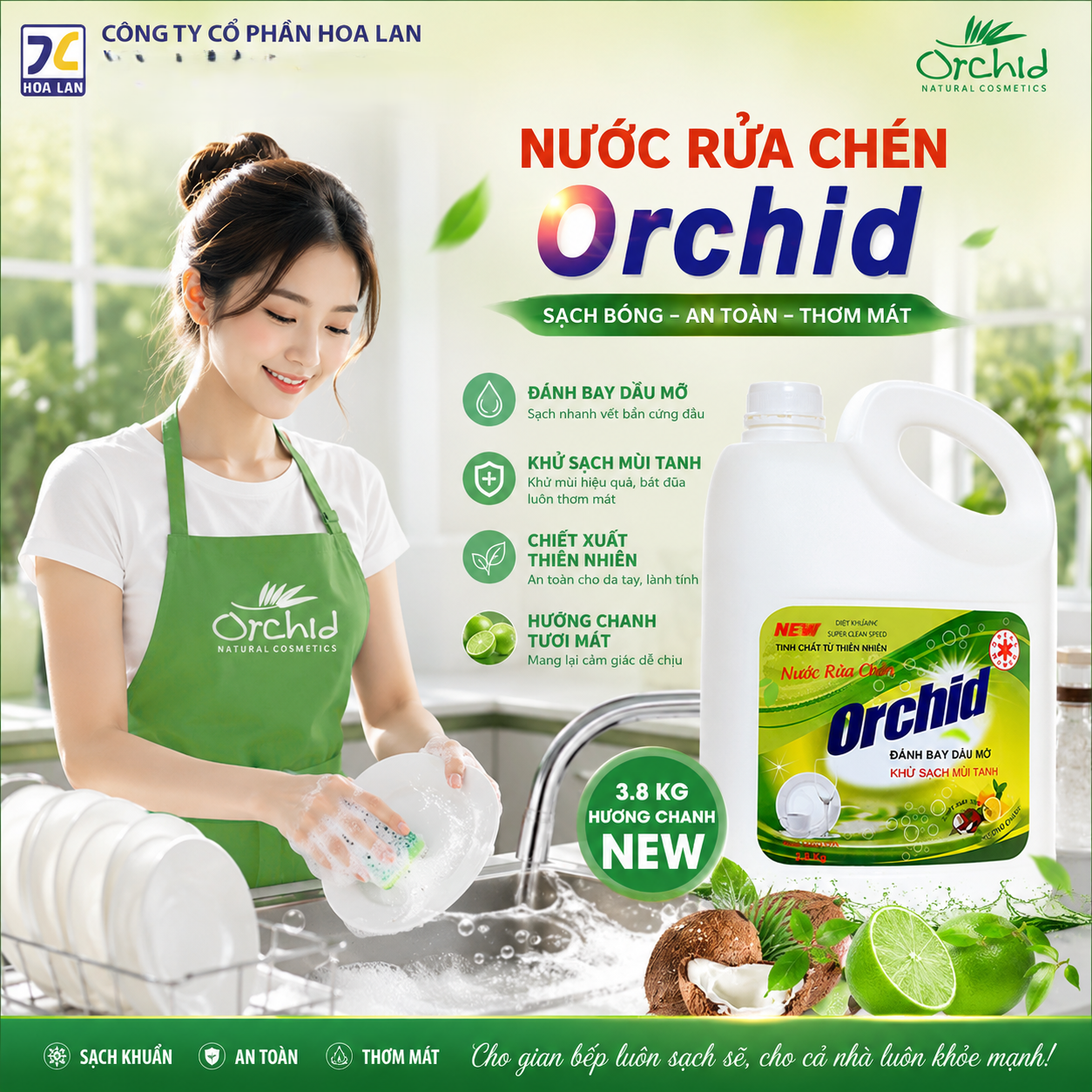 nước rửa chén h chanh 3,8 kg