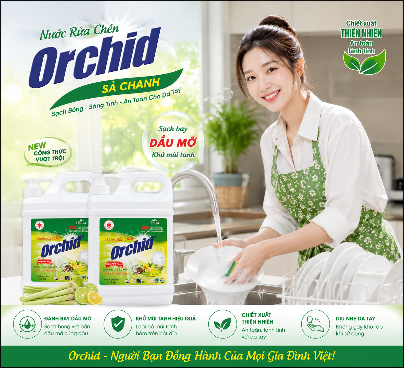 nước rửa chén 1.5 kg h sả chanh