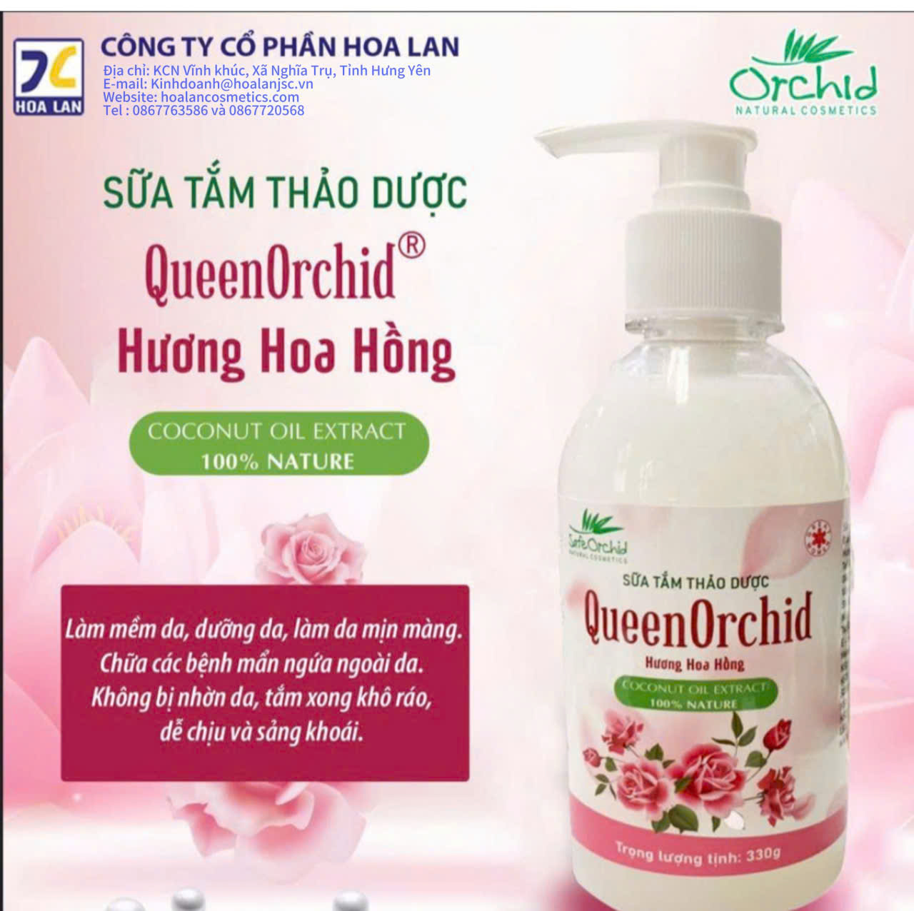 sữa tắm QUEEN Orchid h hoa hồng 330g